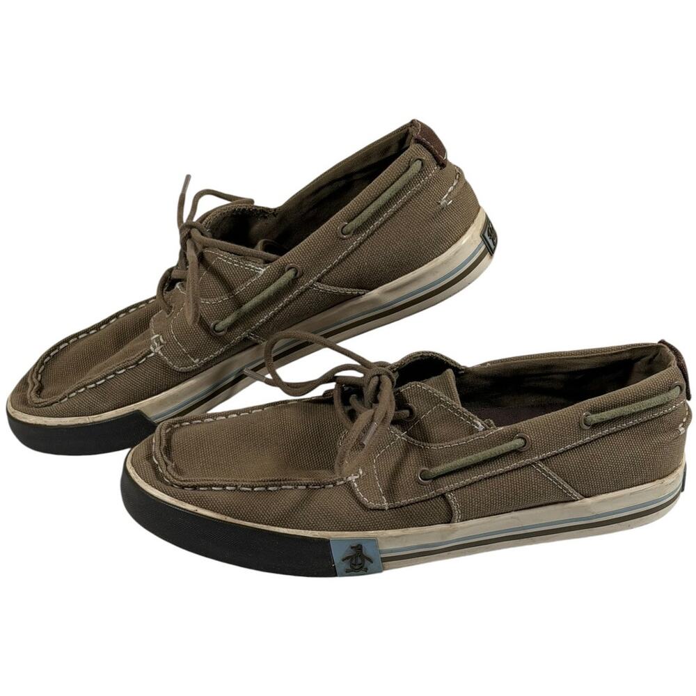 Original Penguin Fly Ocean Boat Shoes, Men’s 10, Brown, Canvas, Casual, Nautical